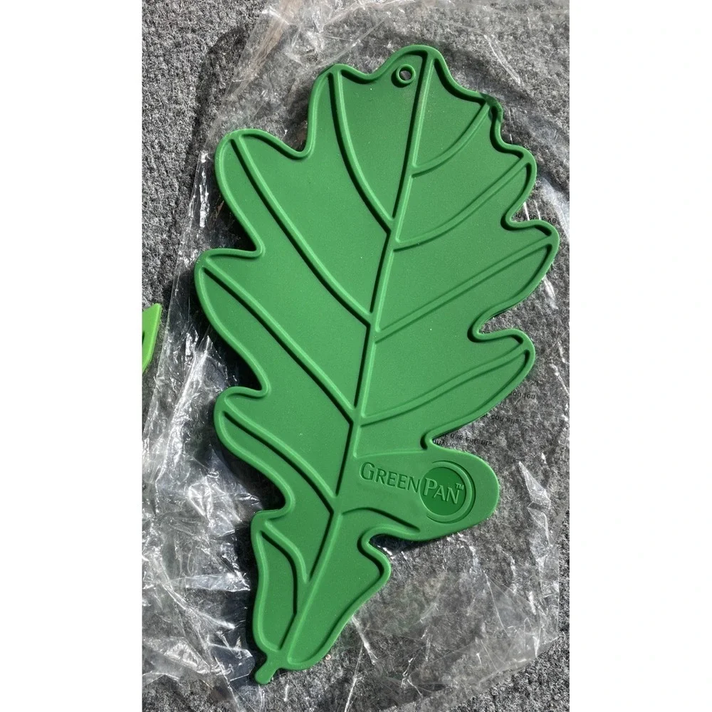 Pair BRAND NEW Green Pan Silicone Green Leaf Trivets Tropical Nature - Picture 4 of 9